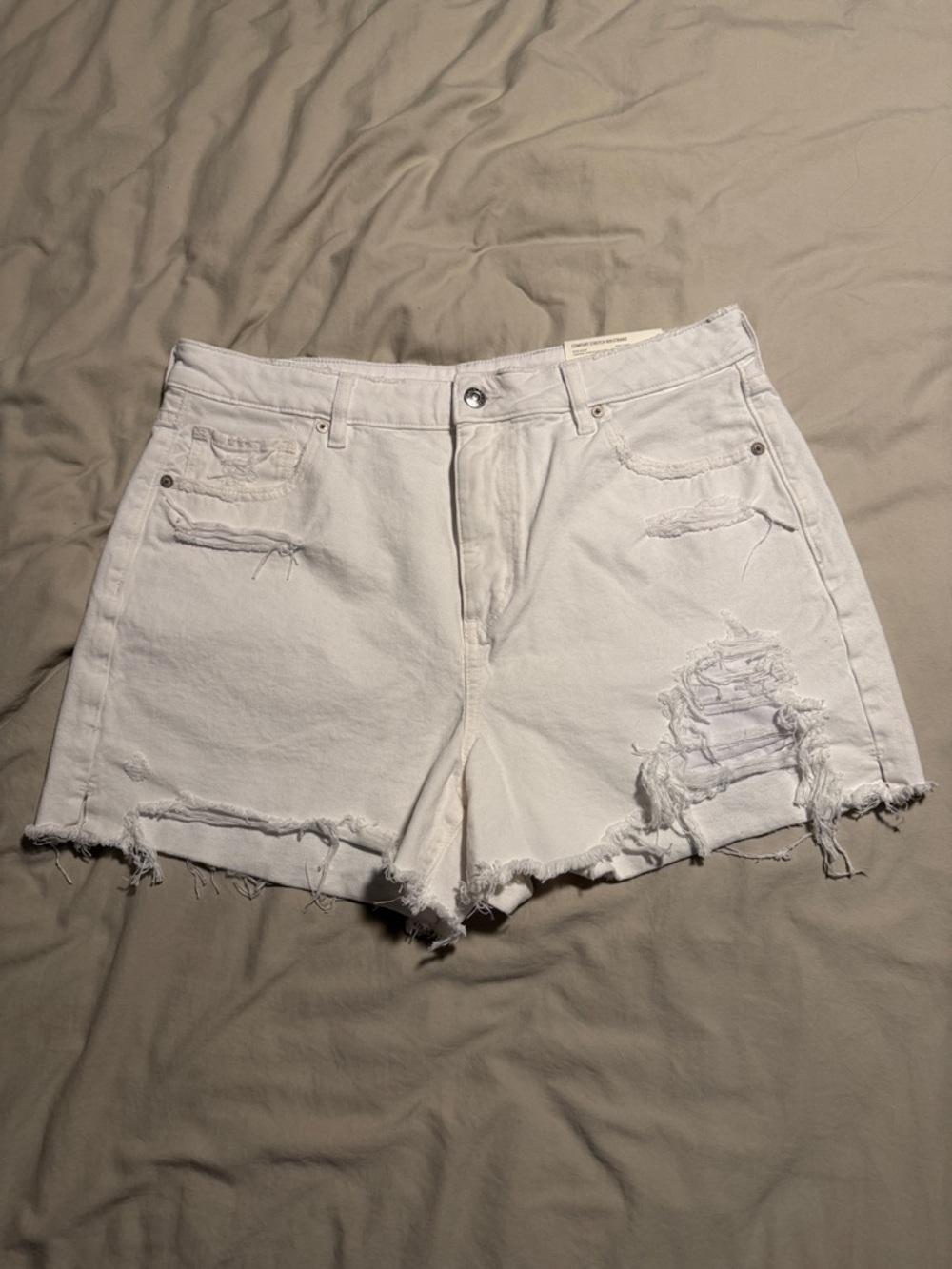 American Eagle Outfitters White Distressed Denim Shorts